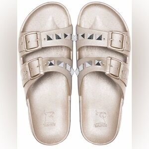 Cacatoès Lambada Gold Studded Sandals Sz 8/9 Scented Waterproof Slip-On | Brazil